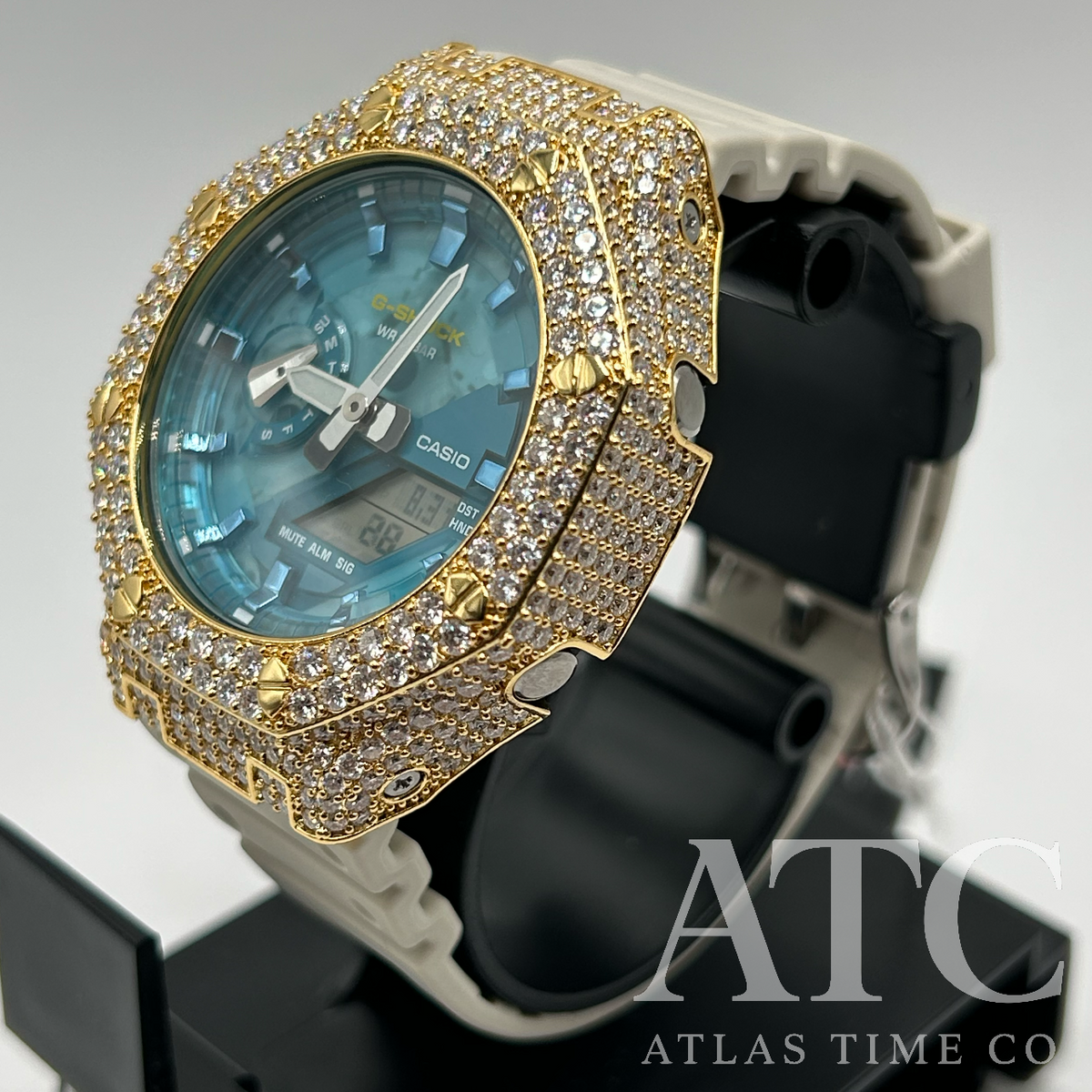 VVS1 Moissanite G-Shock GA-2100AS-5A Watch - GRA CERTIFIED