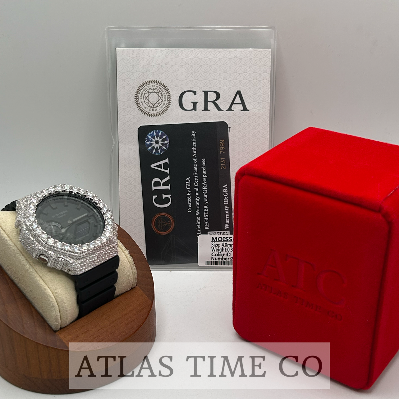 VVS1 Moissanite G-Shock GA-2100-1A1ER Watch - GRA CERTIFIED