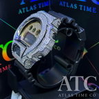 VVS1 Moissanite G-Shock DW6900-1V Watch - GRA CERTIFIED