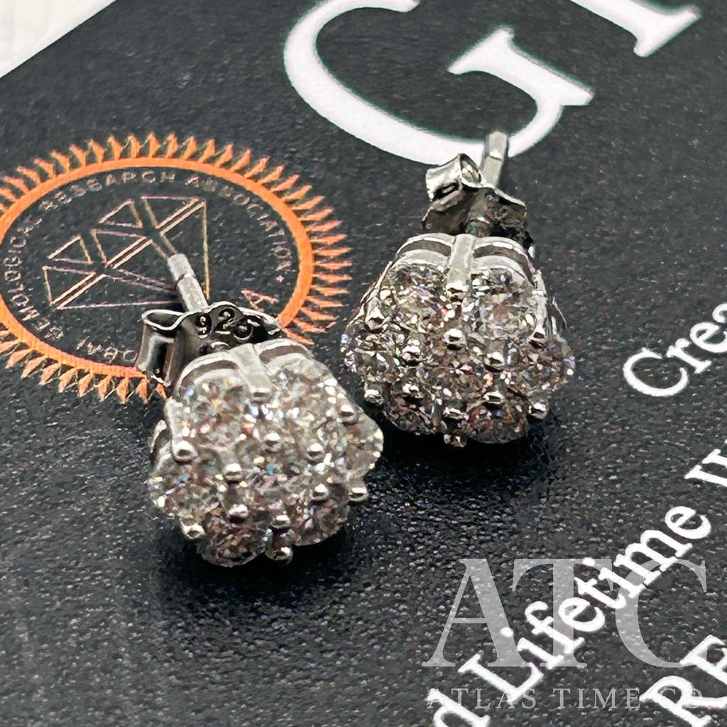 Honeycomb VVS1 Moissanite 7.6mm Earrings GRA CERTIFIED - 925 Sterling Silver