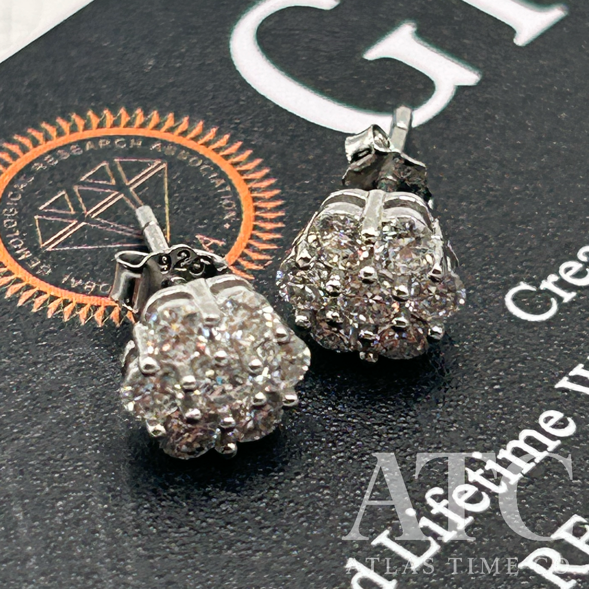 Honeycomb VVS1 Moissanite 7.6mm Earrings GRA CERTIFIED - 925 Sterling Silver