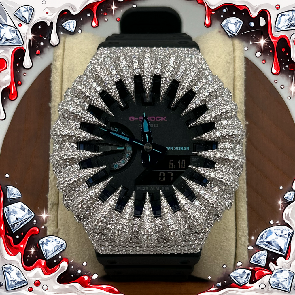 VVS1 Moissanite G-Shock GA-2100VB-1A Watch - GRA CERTIFIED
