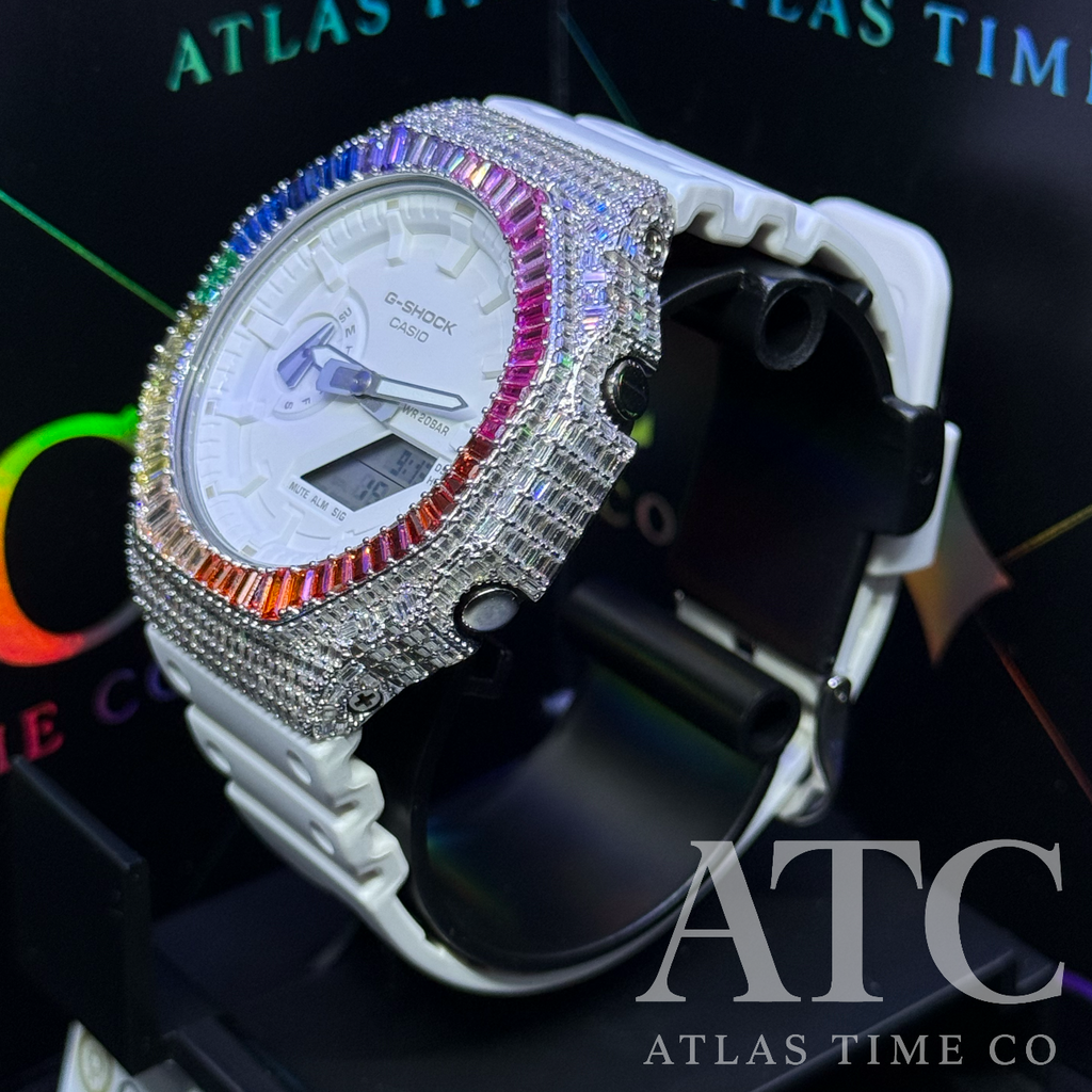 VVS1 Moissanite G-Shock GA-21007A7CR Watch - GRA CERTIFIED (Full Baguette)