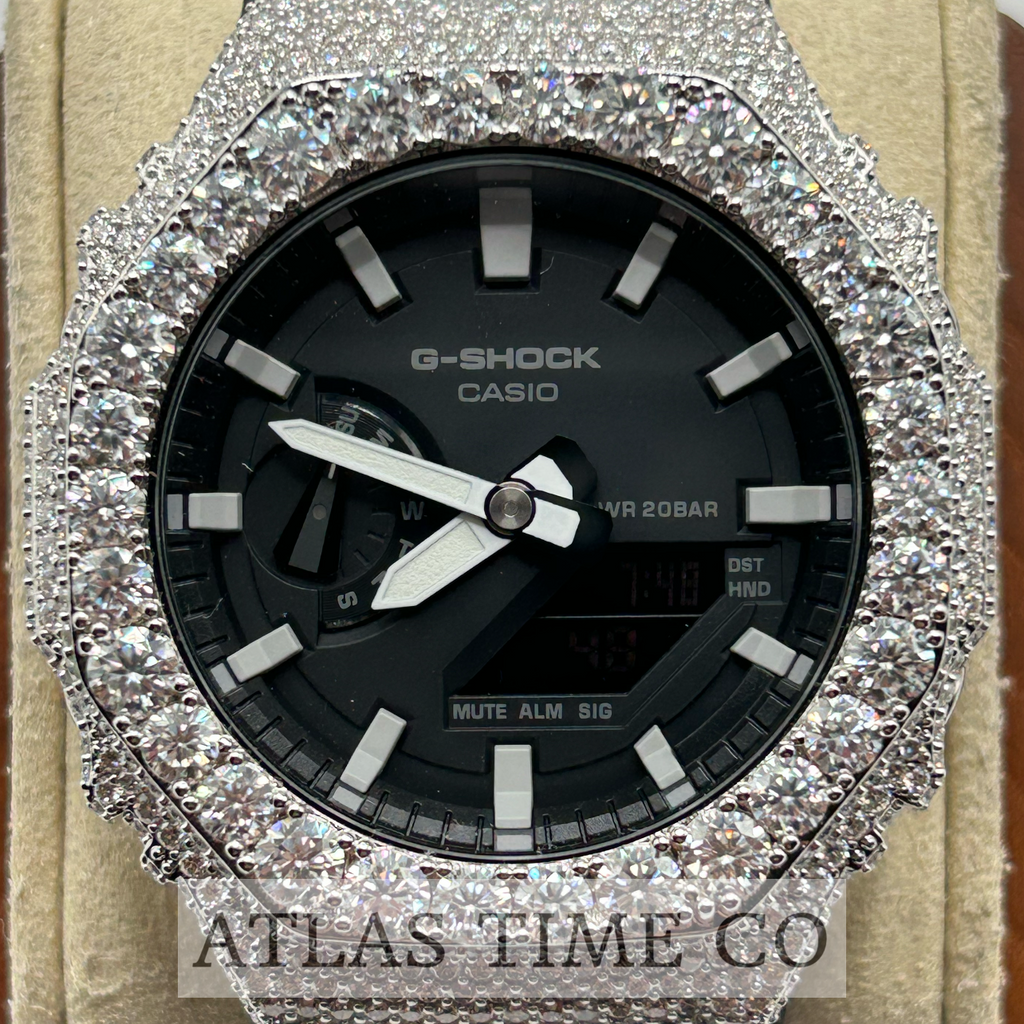 VVS1 Moissanite G-Shock GA-2100-1AER Watch - GRA CERTIFIED