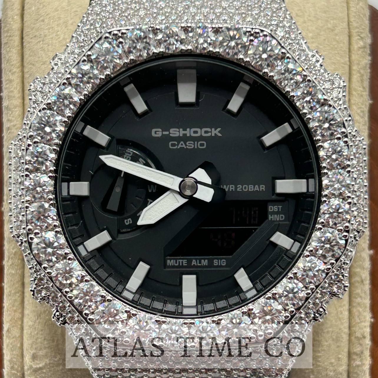 VVS1 Moissanite G-Shock GA-2100-1AER Watch - GRA CERTIFIED