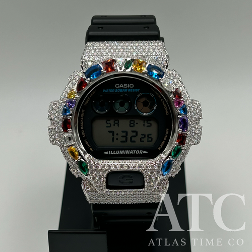CZ Simulated Diamonds G-Shock DW6900-1V Watch - 5A Grade Cubic Zirconia