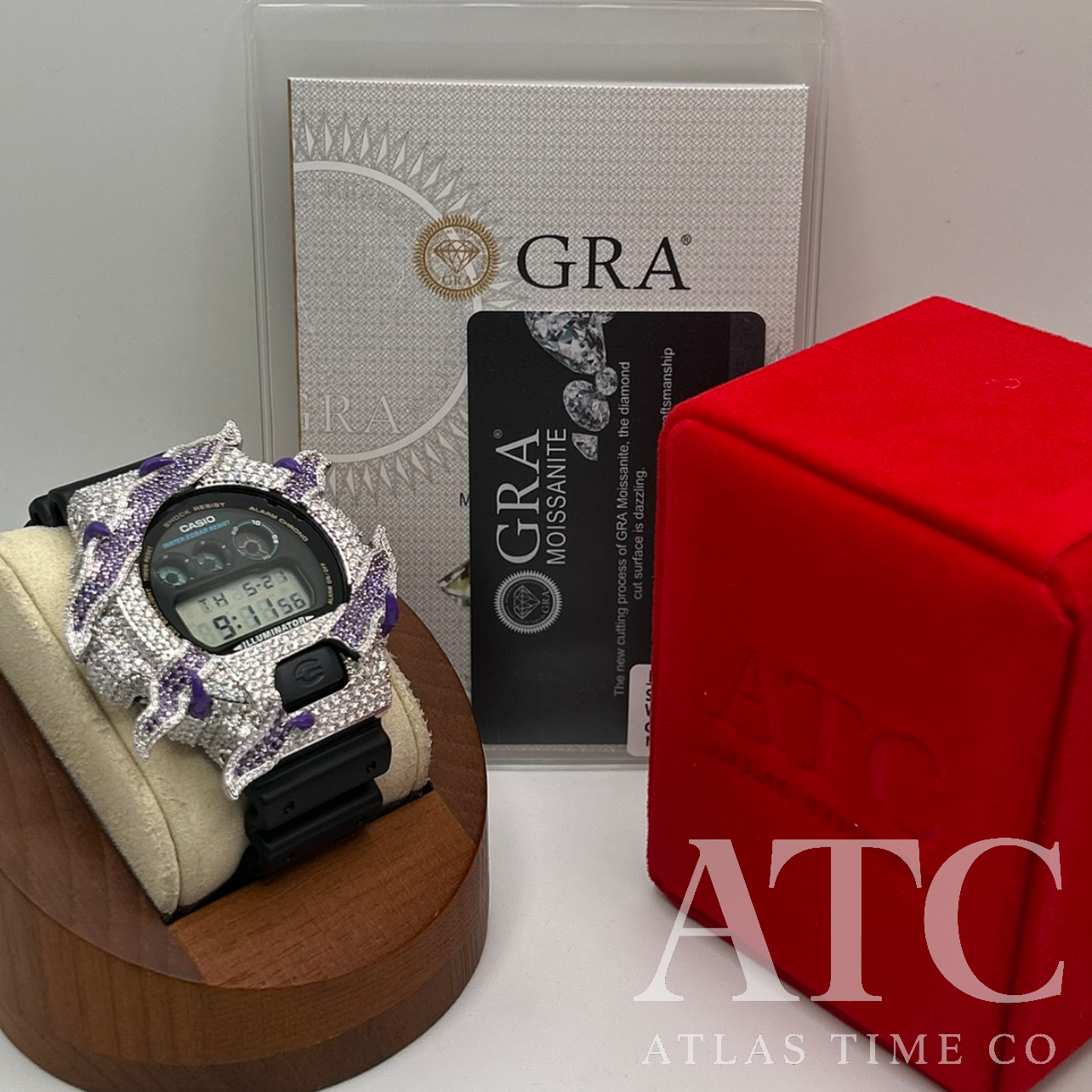 VVS1 Moissanite G-Shock ENAMEL SERIES (PURPLE) DW6900-1V Watch - GRA CERTIFIED