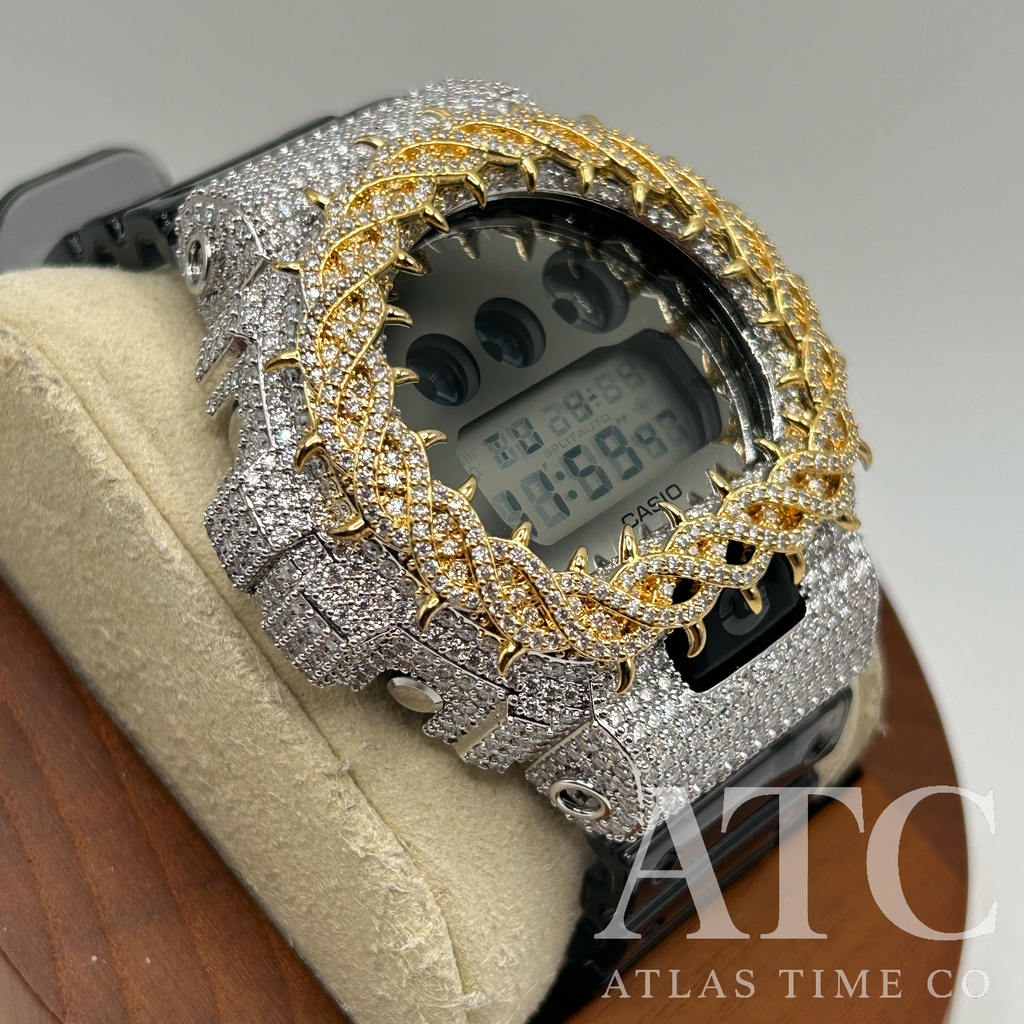 VVS1 Moissanite G-Shock DW6900SK-1 Watch - GRA CERTIFIED