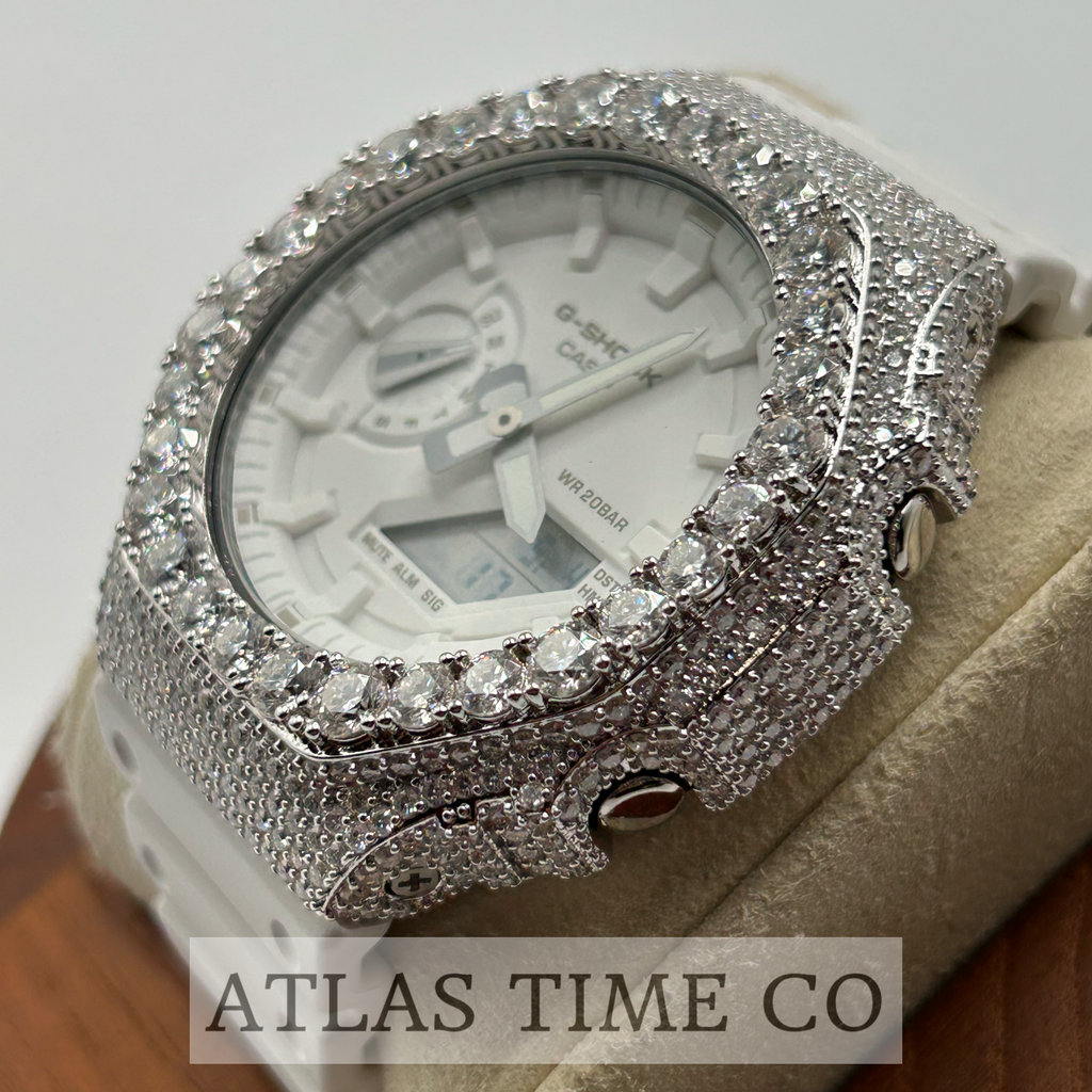 VVS1 Moissanite G-Shock GA-21007A7CR Watch - GRA CERTIFIED