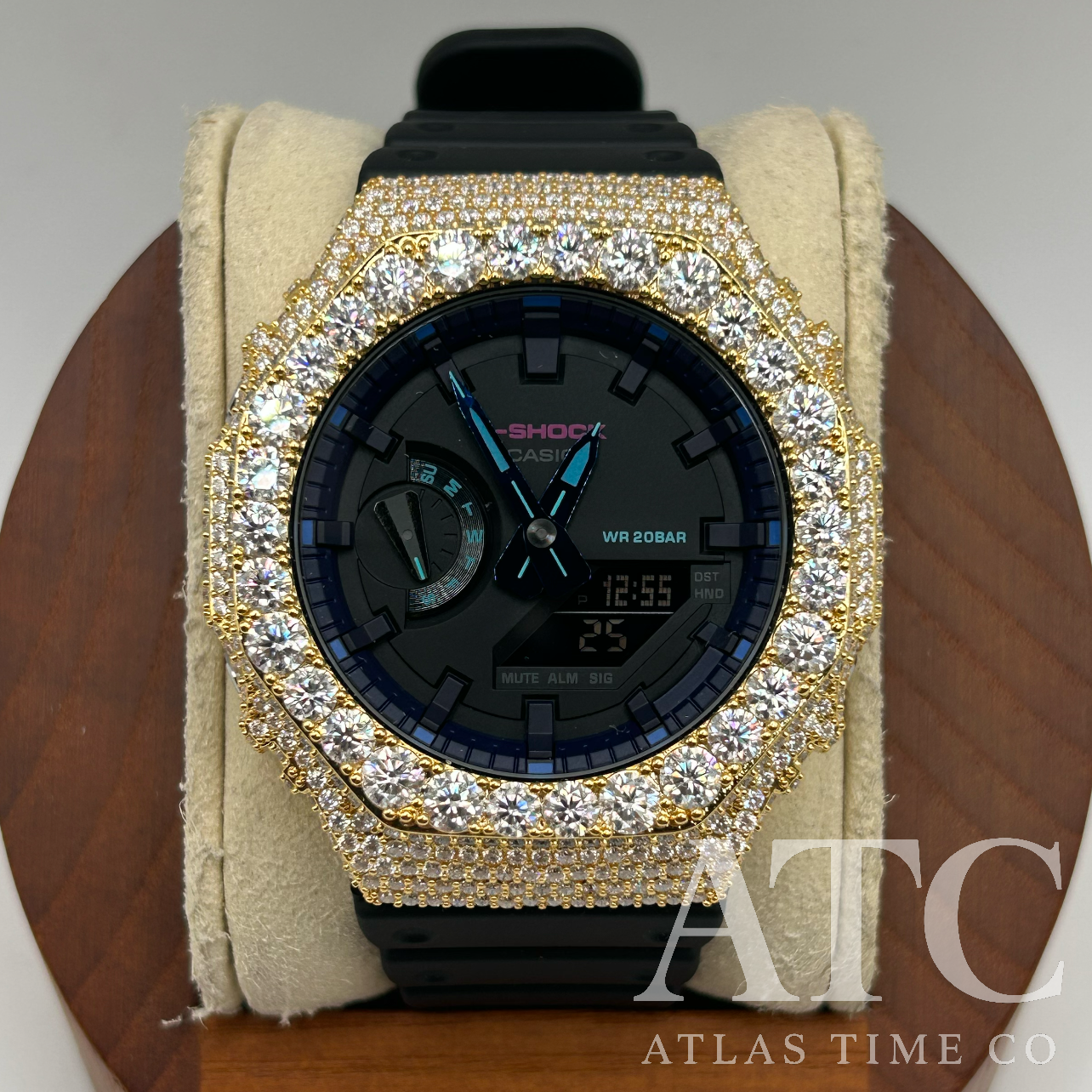 VVS1 Moissanite G-Shock GA-2100VB-1A Watch - GRA CERTIFIED