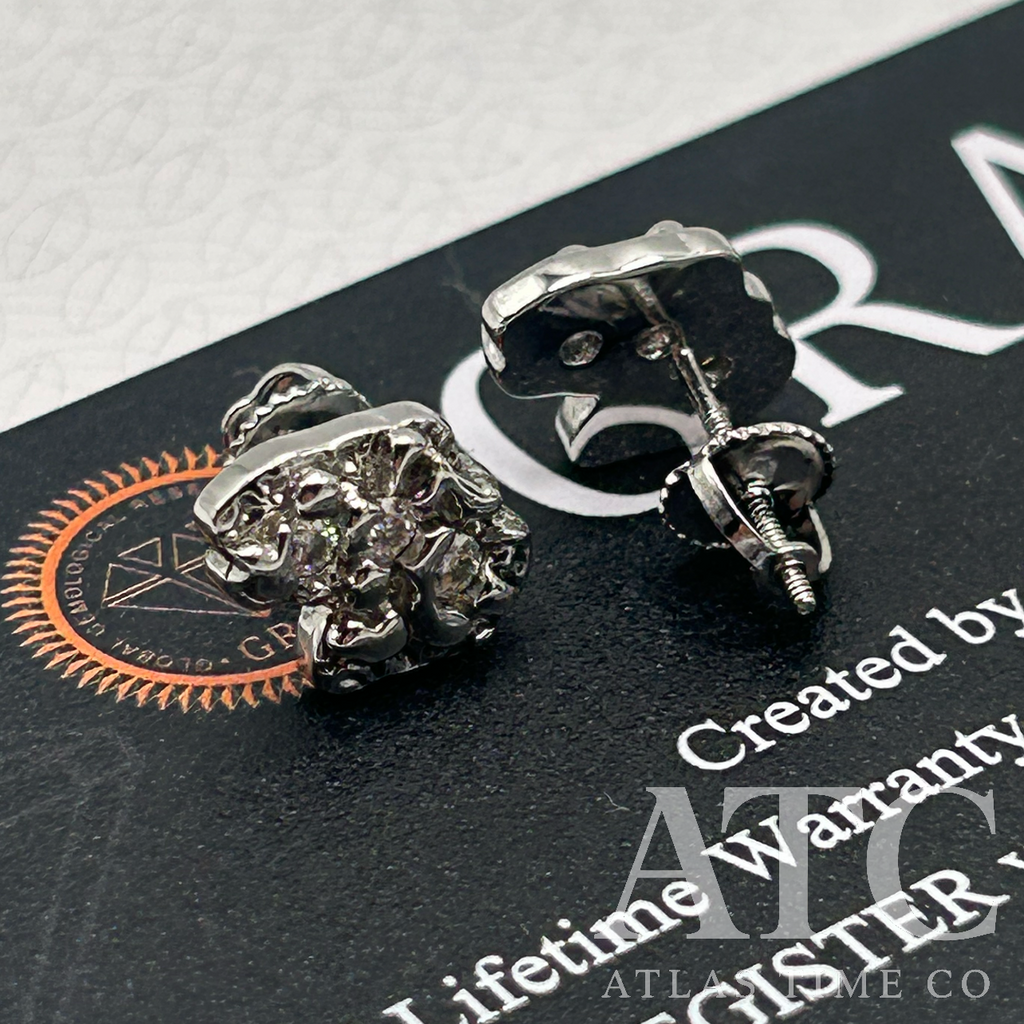 Nugget VVS1 Moissanite 12mm Earrings GRA CERTIFIED - 925 Sterling Silver