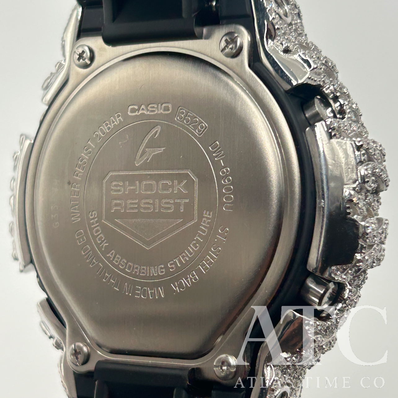 VVS1 Moissanite G-Shock DW6900-1V Watch - GRA CERTIFIED