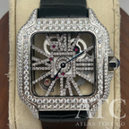 VVS1 Moissanite Ghost Series Skeleton Swiss Quartz Watch - GRA CERTIFIED (Black/Silver)