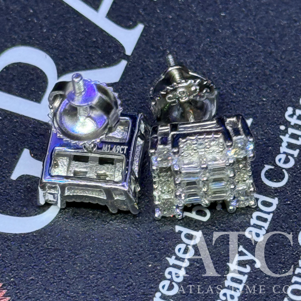 Square VVS1 8.5mm Moissanite Earrings GRA CERTIFIED - 925 Sterling Silver