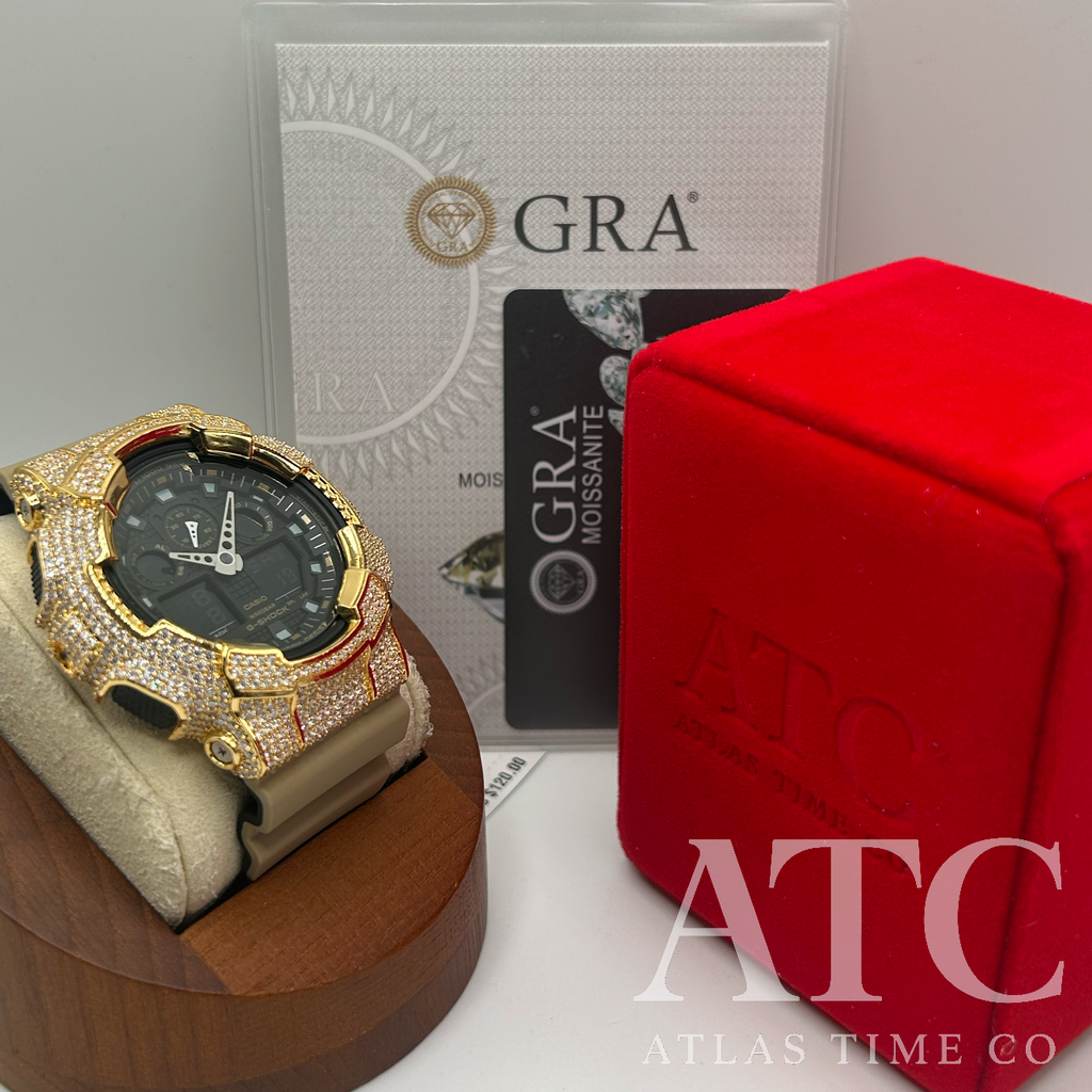 VVS1 Moissanite G-Shock GA100LA8 Watch - GRA CERTIFIED