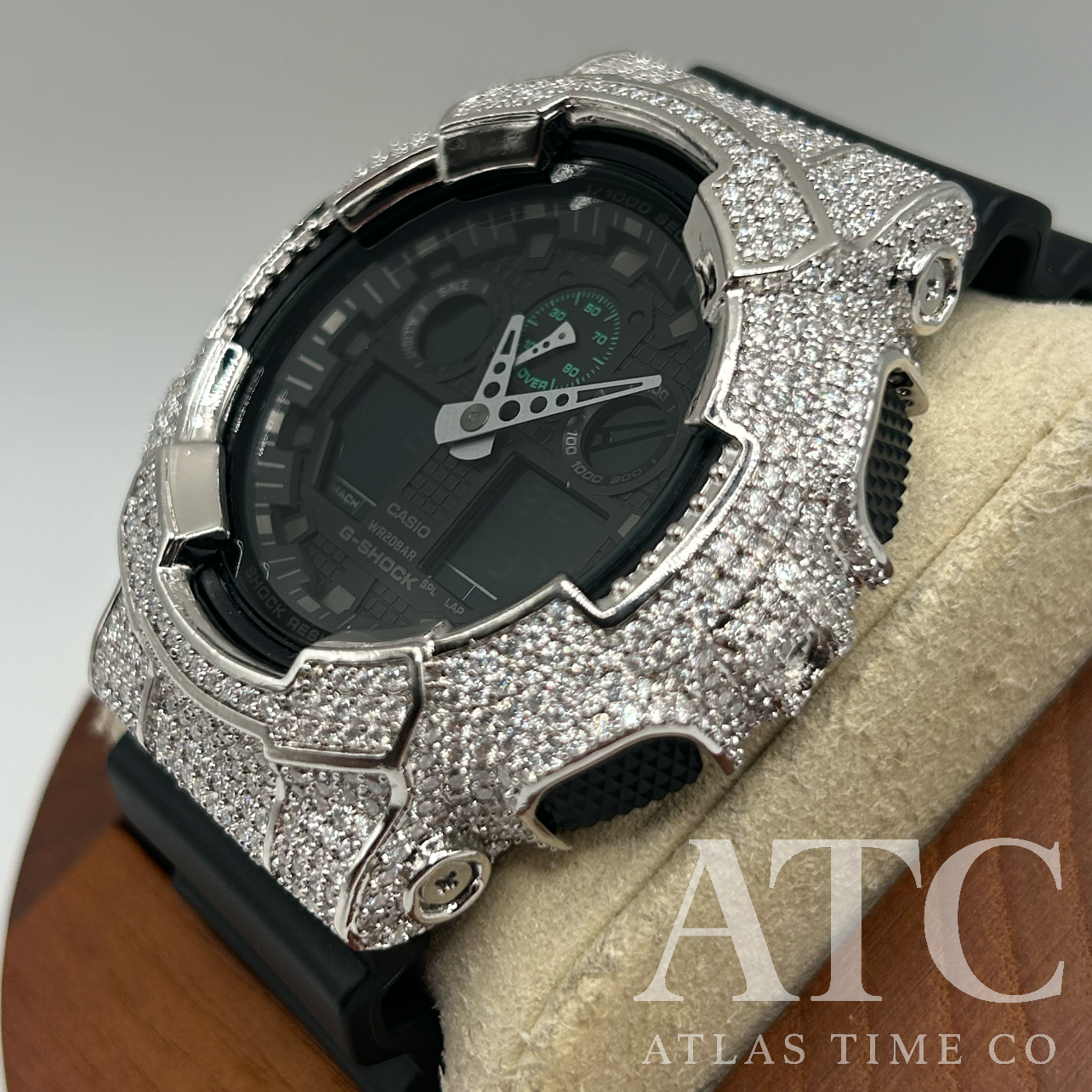 VVS1 Moissanite G-Shock GA100MB1ACR Watch - GRA CERTIFIED