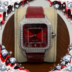 VVS1 Moissanite Ghost Series Stainless Steel Mechanical Watch - GRA CERTIFIED (Silver/Red)