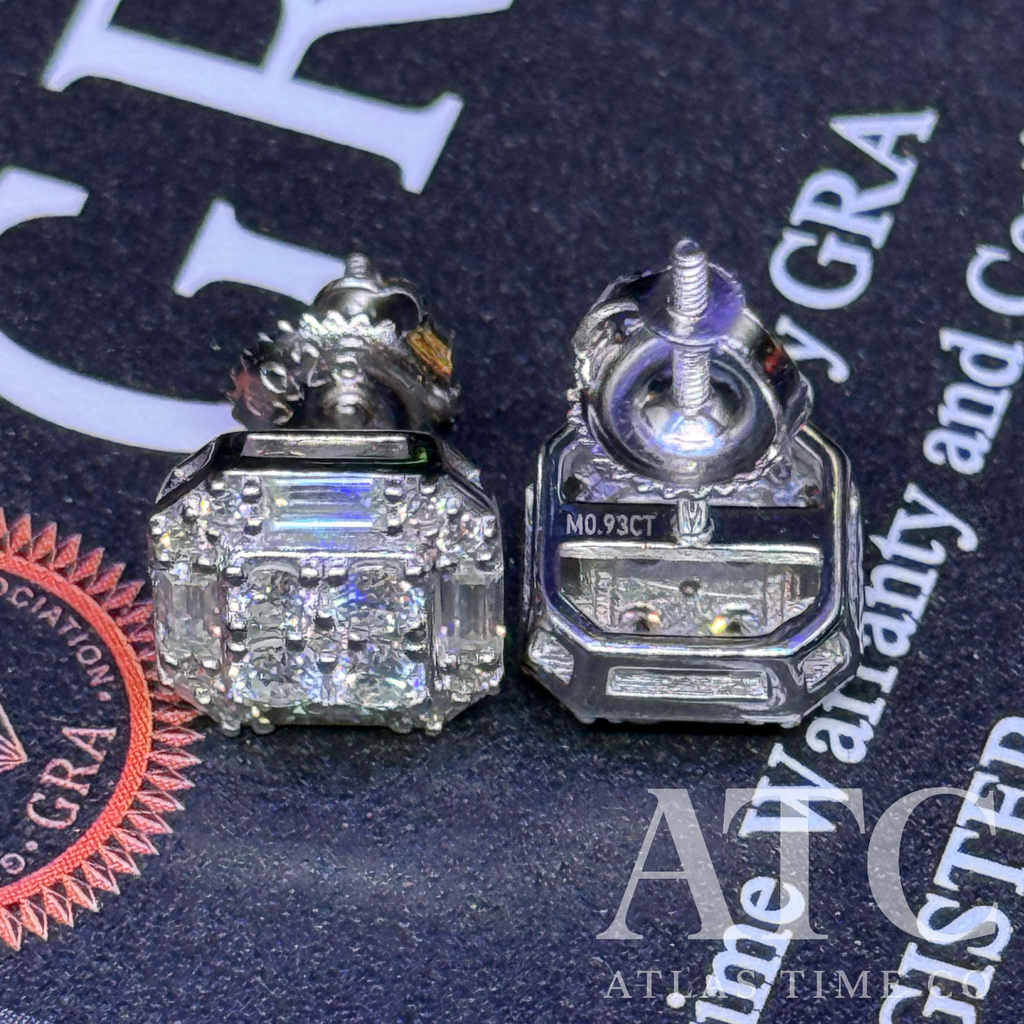 Square VVS1 9mm Moissanite Earrings GRA CERTIFIED - 925 Sterling Silver