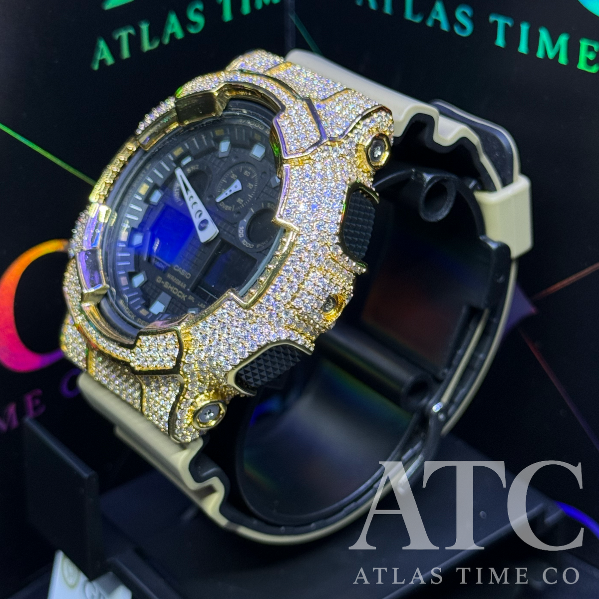 VVS1 Moissanite G-Shock GA-100LA8 Watch - GRA CERTIFIED
