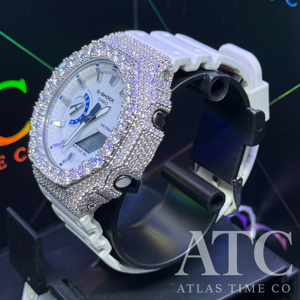 VVS1 Moissanite G-Shock GA-2100HDS-7A Watch - GRA CERTIFIED