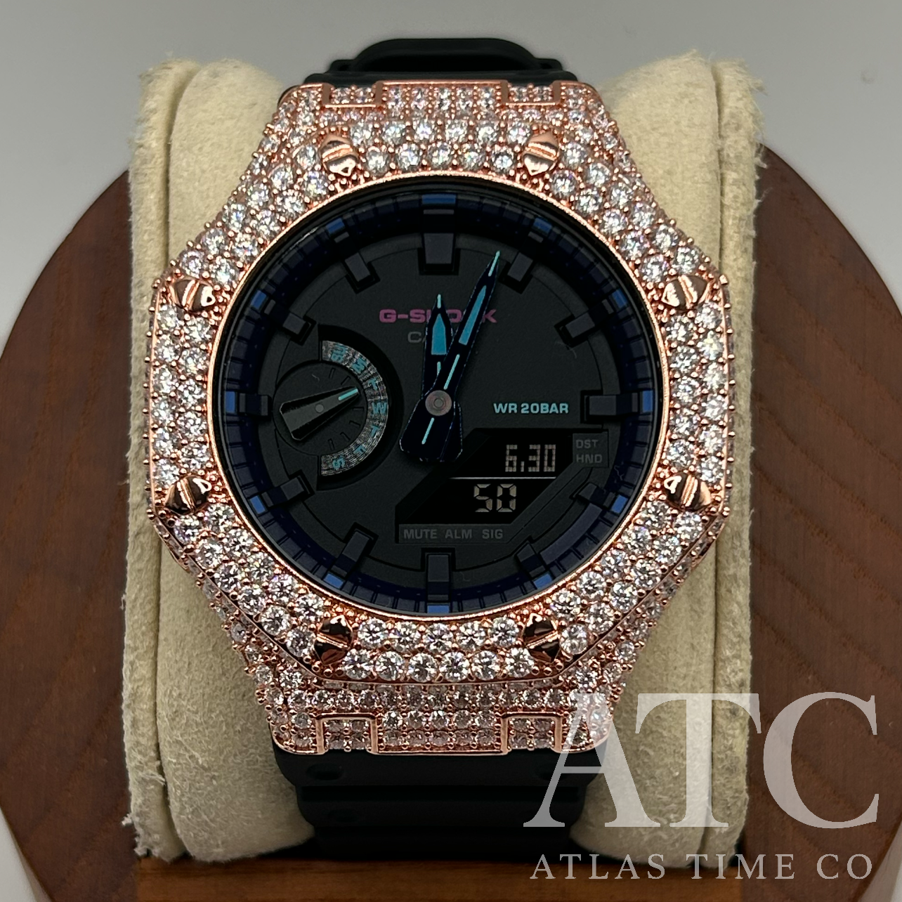 VVS1 Moissanite G-Shock GA-2100VB-1A Watch - GRA CERTIFIED