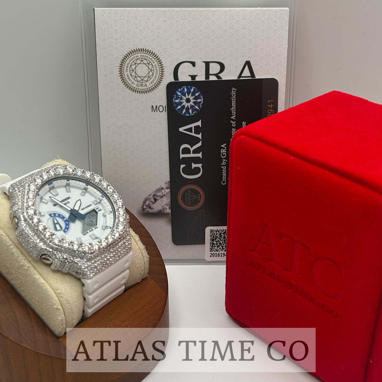 VVS1 Moissanite G-Shock GA-2100HDS-7A Watch - GRA CERTIFIED