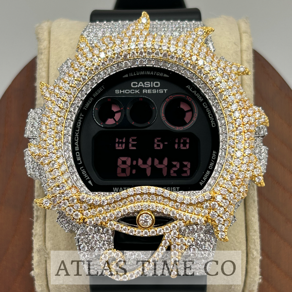 VVS1 Moissanite G-Shock DW6900MS-1 Watch - GRA CERTIFIED - EYE OF HORUS