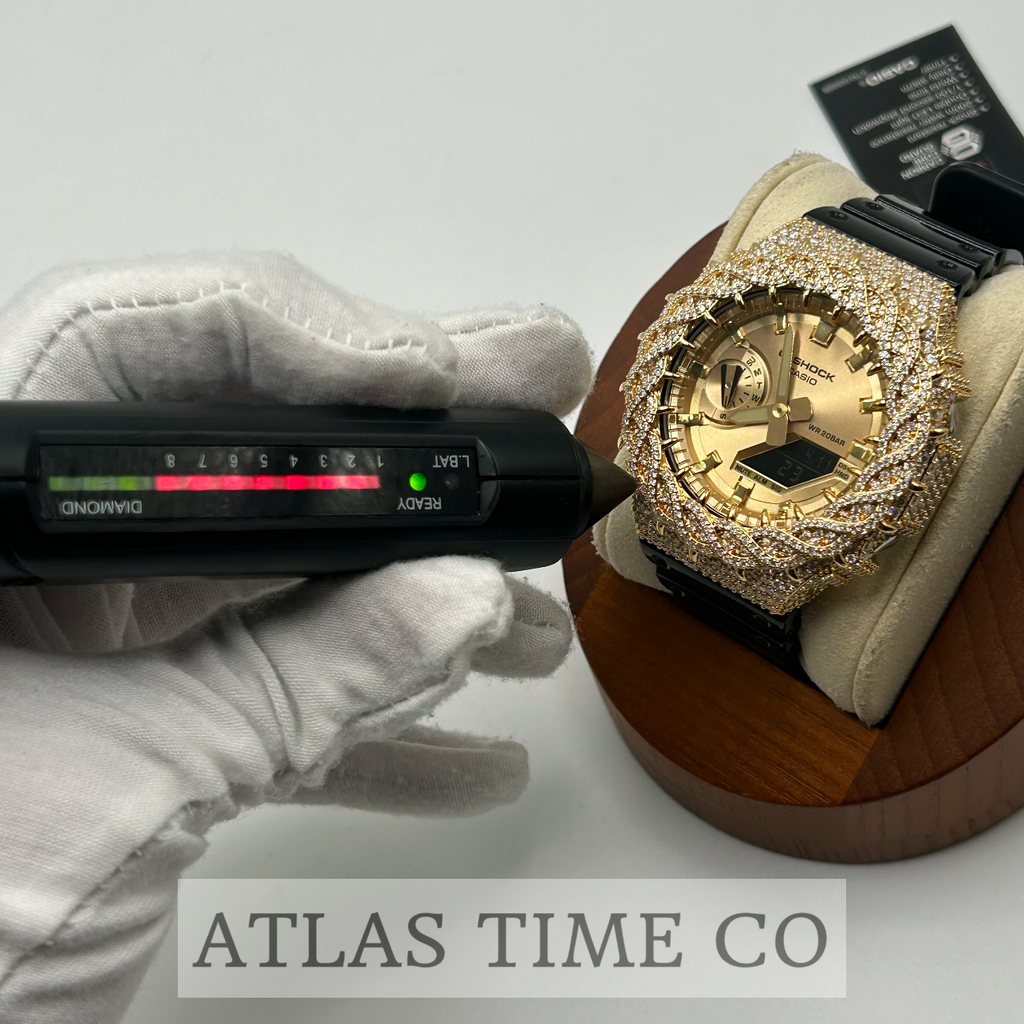 VVS1 Moissanite G-Shock GA-2100GB-1A Watch - GRA CERTIFIED