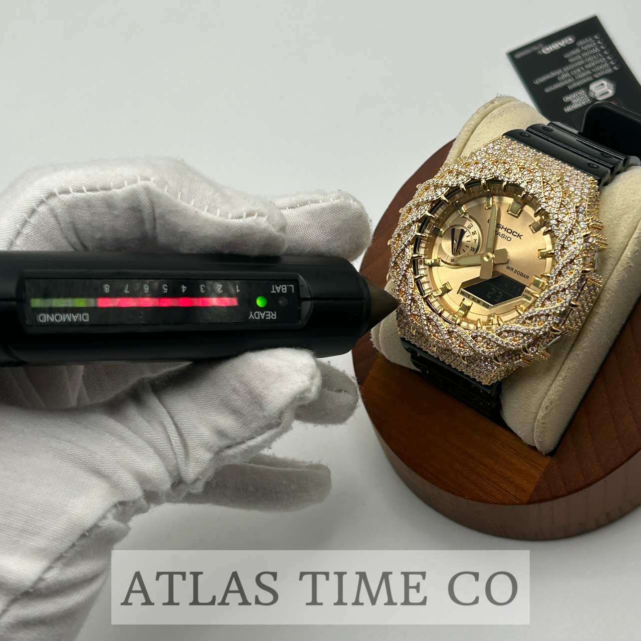 VVS1 Moissanite G-Shock GA-2100GB-1A Watch - GRA CERTIFIED