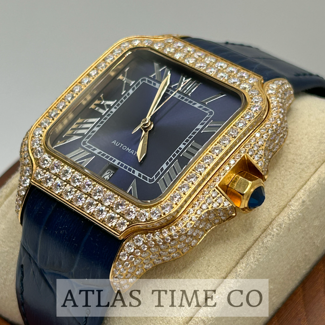 VVS1 Moissanite Ghost Series Stainless Steel Mechanical Watch - GRA CERTIFIED (Gold/Blue)