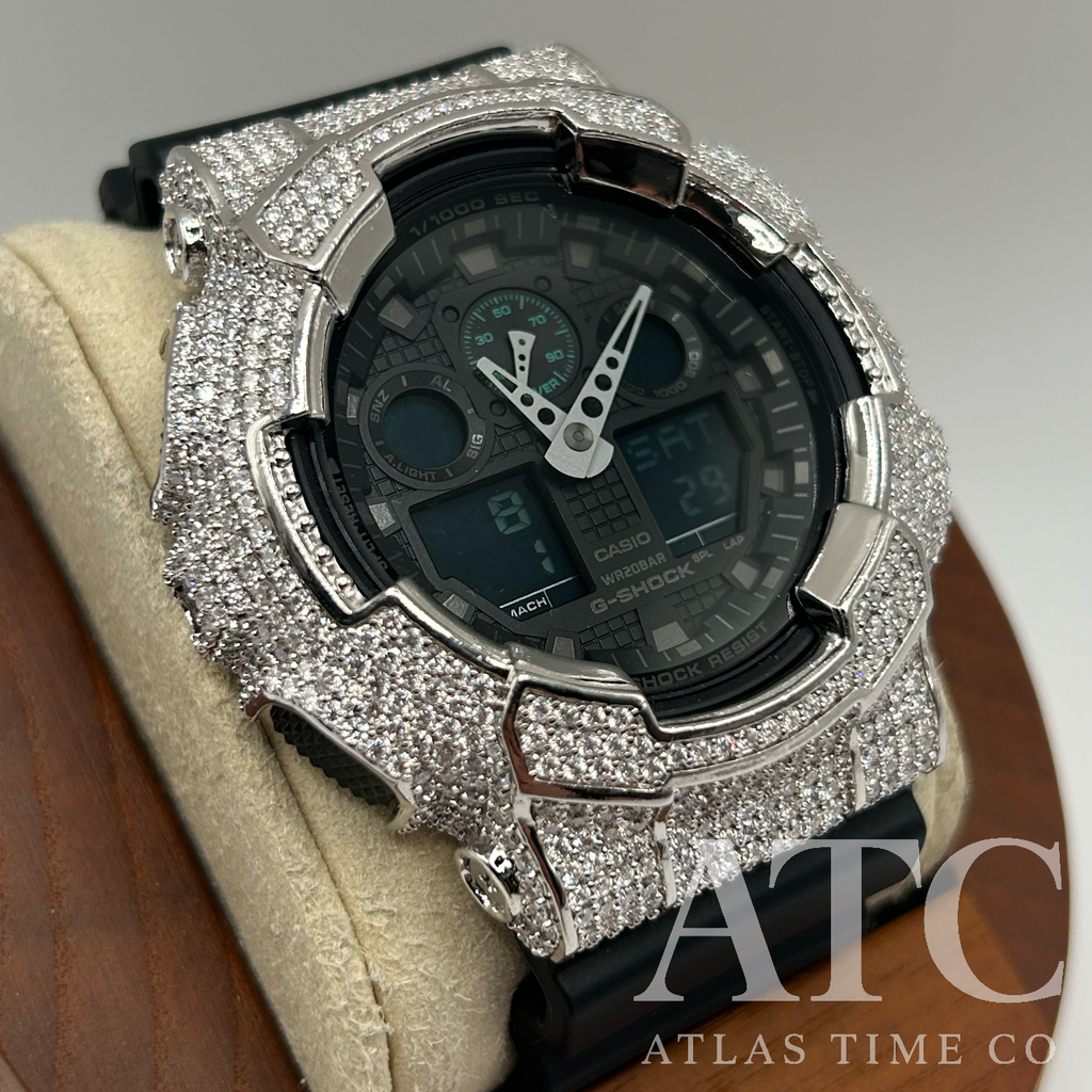 VVS1 Moissanite G-Shock GA100MB1ACR Watch - GRA CERTIFIED