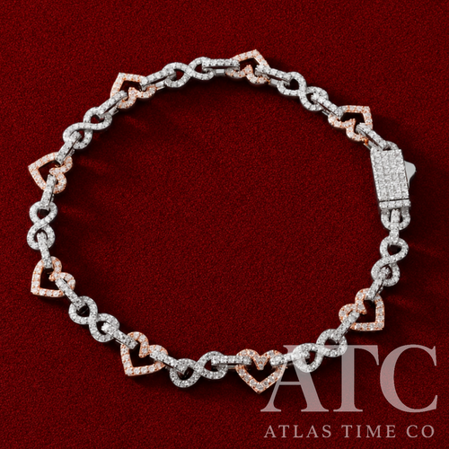 8MM VVS1 Moissanite Women’s Heart Infinity Bracelet GRA CERTIFIED - 925 Sterling Silver