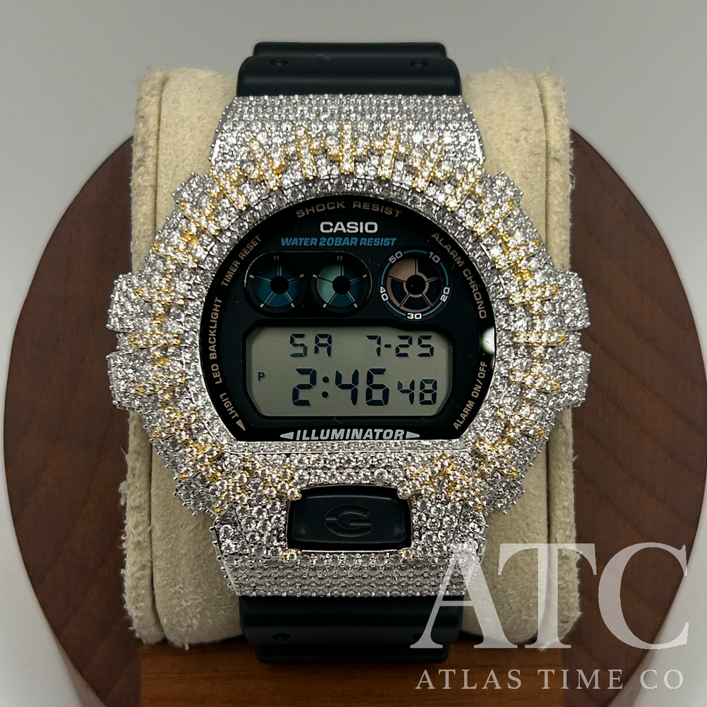 VVS1 Moissanite G-Shock Cross DW6900-1V Watch - GRA CERTIFIED