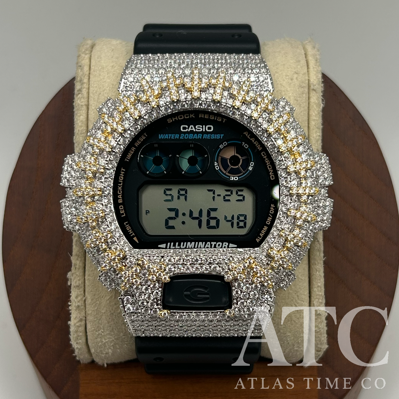 VVS1 Moissanite G-Shock Cross DW6900-1V Watch - GRA CERTIFIED