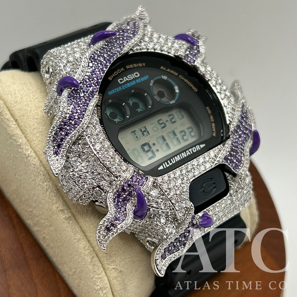 VVS1 Moissanite G-Shock ENAMEL SERIES (PURPLE) DW6900-1V Watch - GRA CERTIFIED