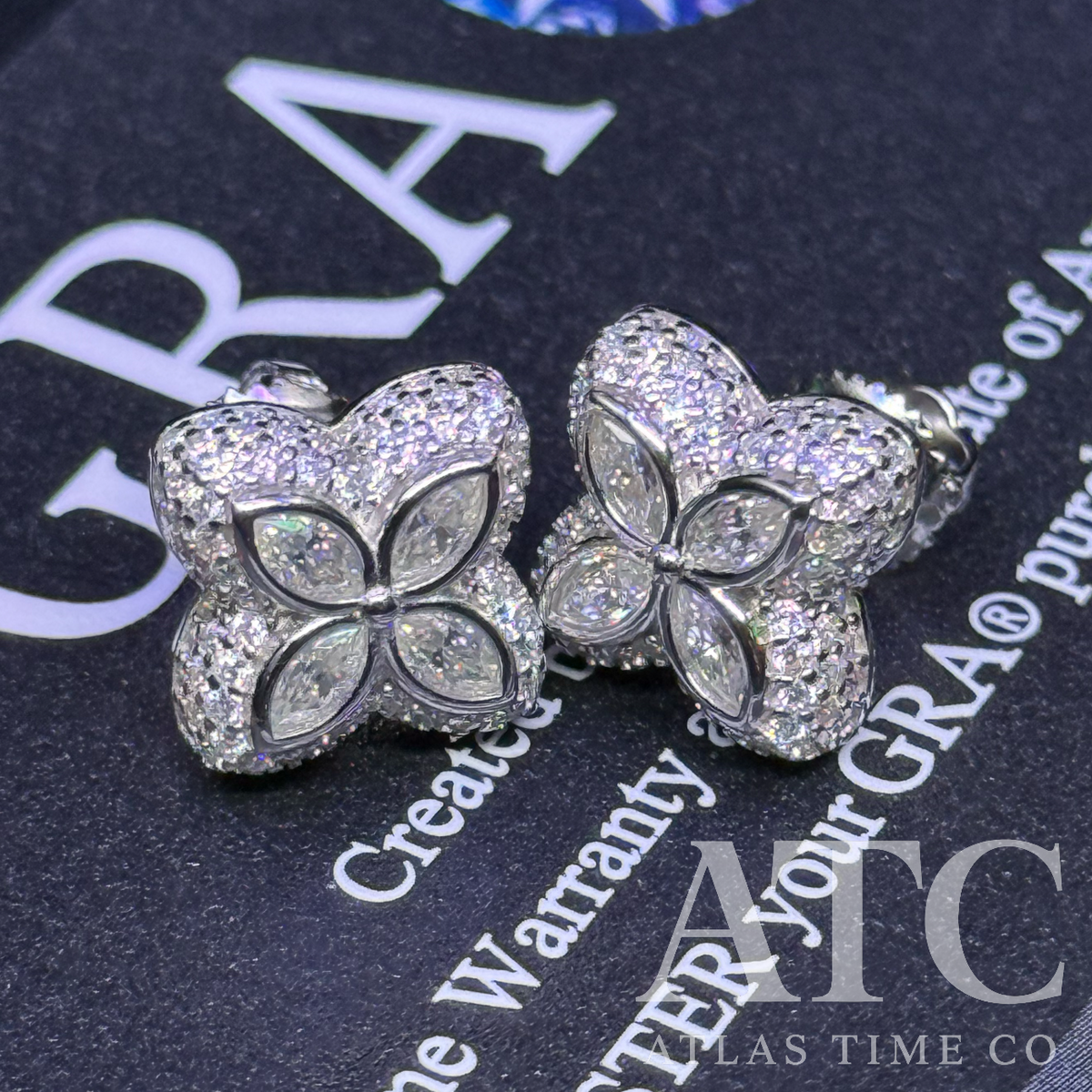 Clover VVS1 13mm Moissanite Earrings GRA CERTIFIED - 925 Sterling Silver