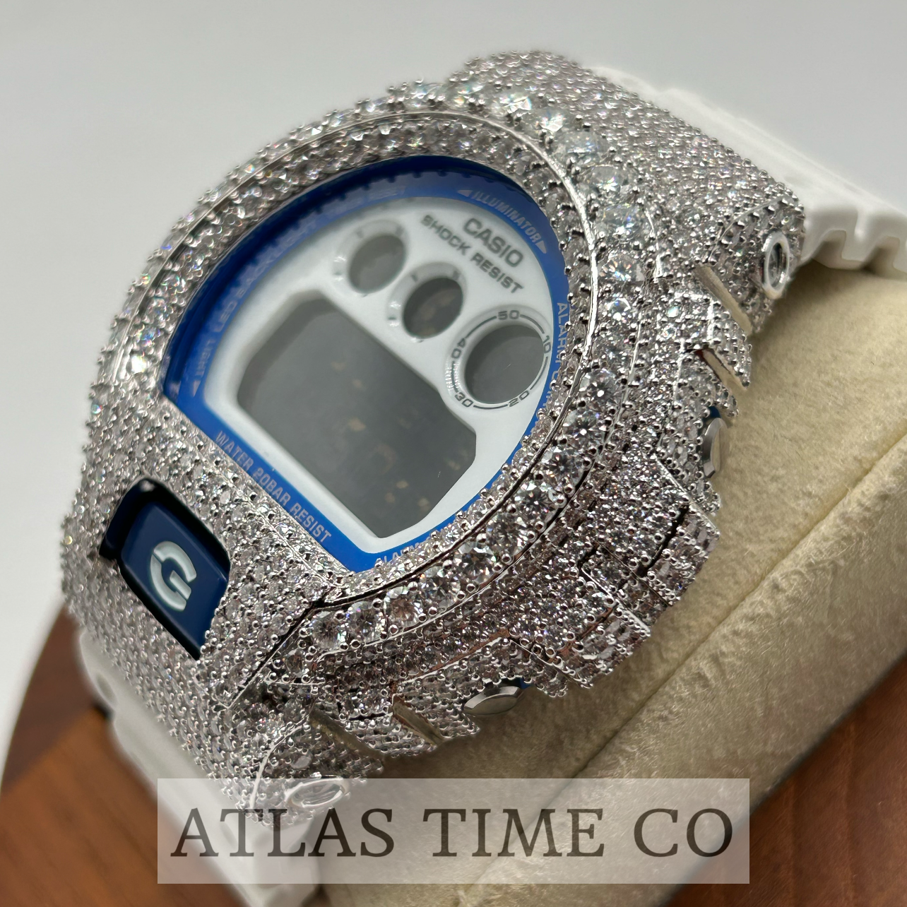 VVS1 Moissanite G-Shock DW-6900HDS-7A1DR Watch - GRA CERTIFIED
