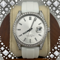 VVS1 Moissanite Ghost Series Stainless Steel Mechanical Watch - GRA CERTIFIED (Silver/White)
