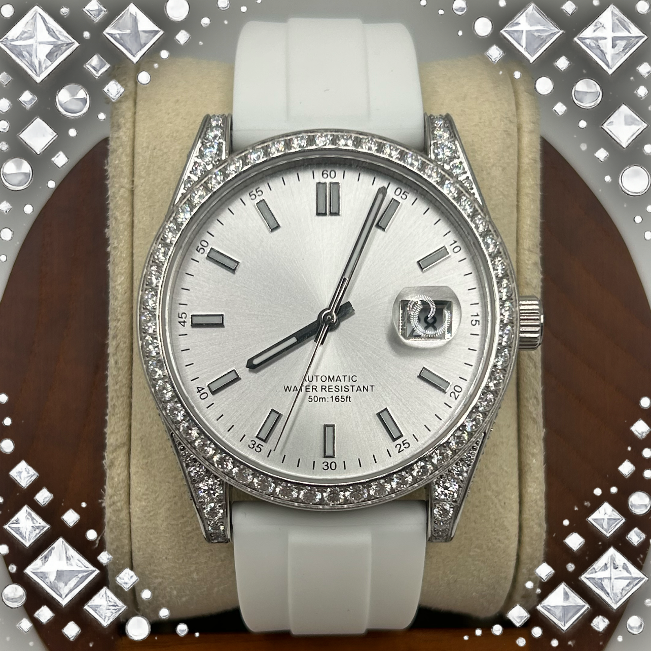 VVS1 Moissanite Ghost Series Stainless Steel Mechanical Watch - GRA CERTIFIED (Silver/White)