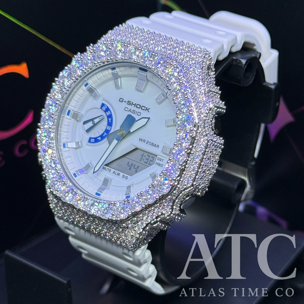 VVS1 Moissanite G-Shock GA-2100HDS-7A Watch - GRA CERTIFIED