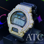 VVS1 Moissanite G-Shock DW6900-1V Watch - GRA CERTIFIED