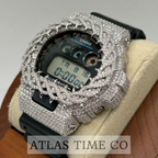 VVS1 Moissanite G-Shock DW6900-1V Watch - GRA CERTIFIED