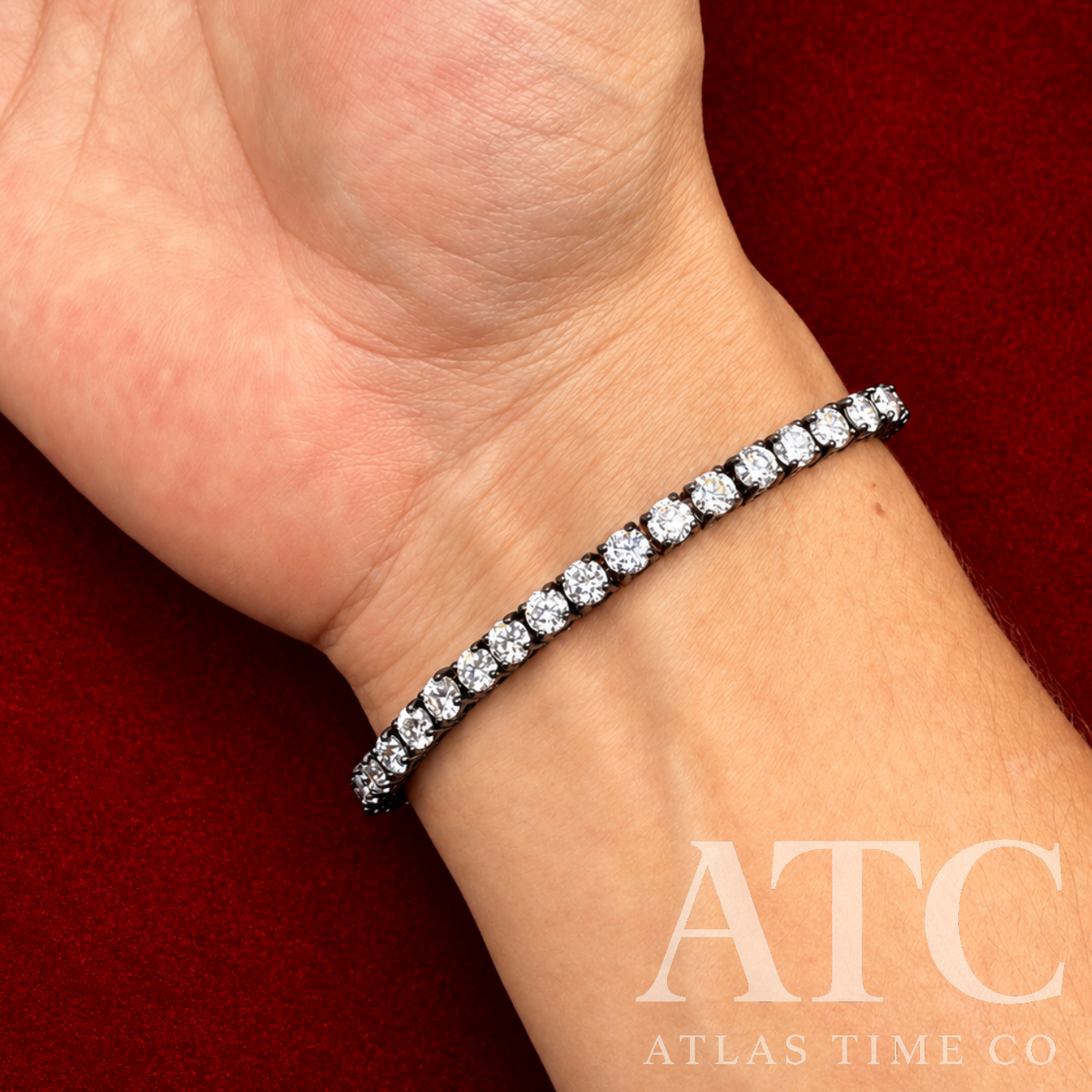 4MM VVS1 Moissanite Black Rhodium Plated Tennis Bracelet GRA CERTIFIED - 316L Stainless Steel