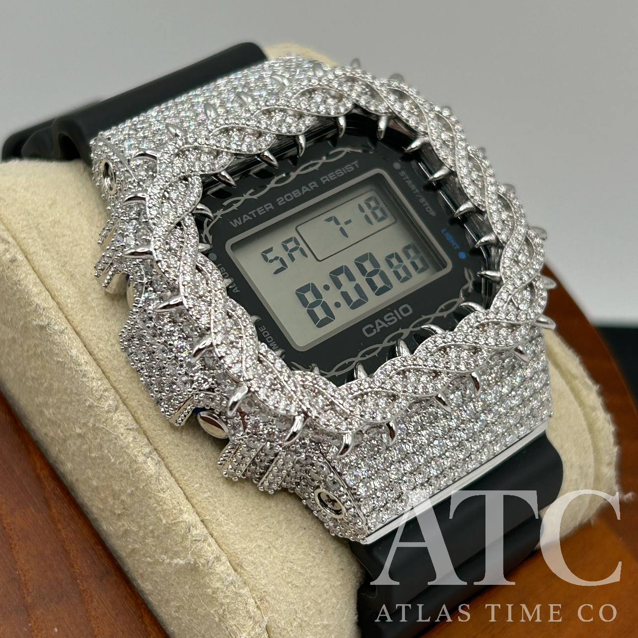 VVS1 Moissanite G-Shock DW-5600RS-8 Watch - GRA CERTIFIED