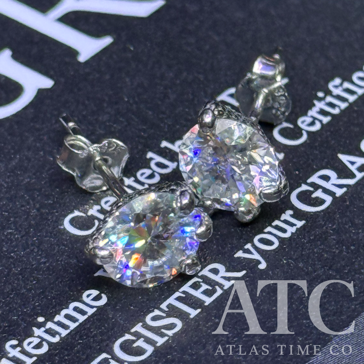 VVS1 6.5mm Moissanite Claw Setting Earrings GRA CERTIFIED - 925 Sterling Silver