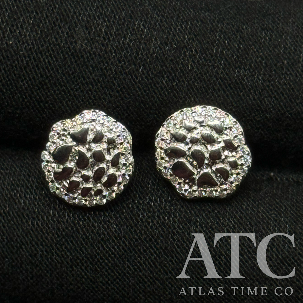 Round Nugget VVS1 10mm Moissanite Earrings GRA CERTIFIED - 925 Sterling Silver