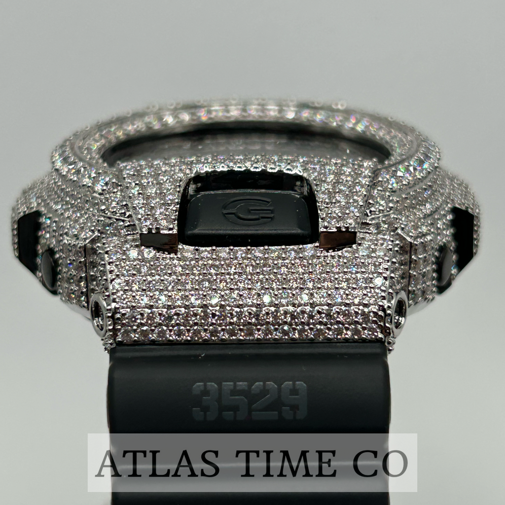 VVS1 Moissanite G-Shock DW6900MS-1 Watch - GRA CERTIFIED