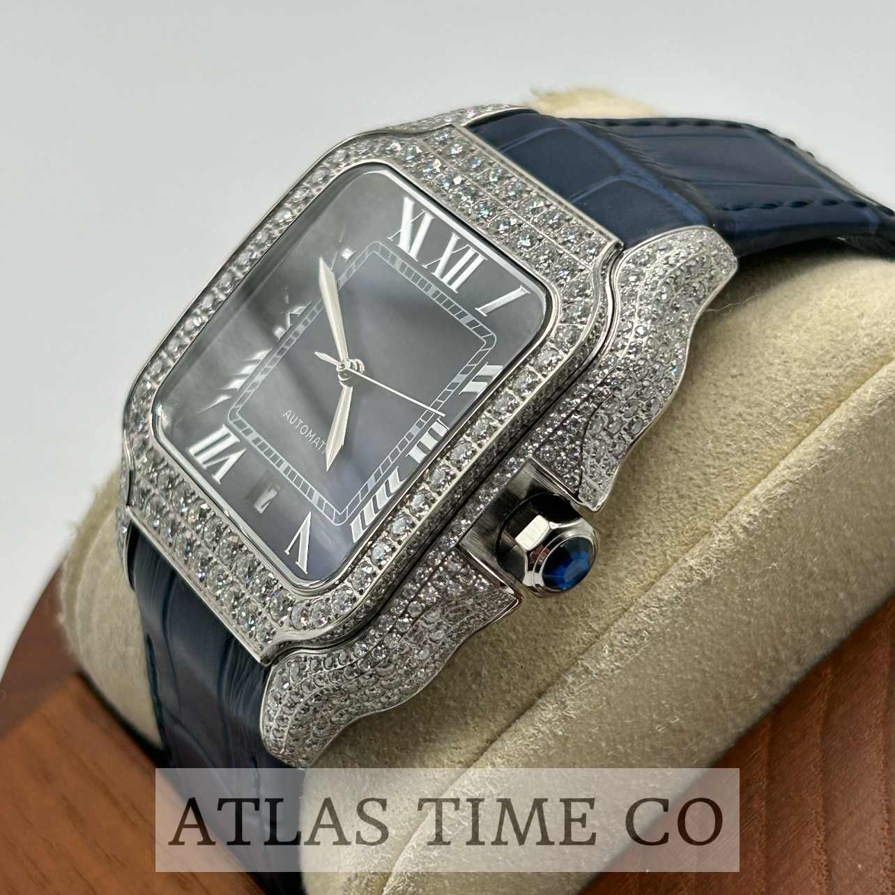 VVS1 Moissanite Ghost Series Stainless Steel Mechanical Watch - GRA CERTIFIED (Silver/Blue)