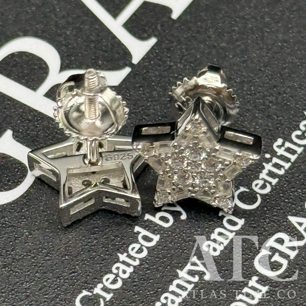 Star VVS1 10mm Moissanite Earrings GRA CERTIFIED - 925 Sterling Silver