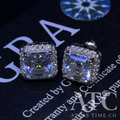 Asscher Cut VVS1 9.5mm Moissanite Earrings GRA CERTIFIED - 925 Sterling Silver